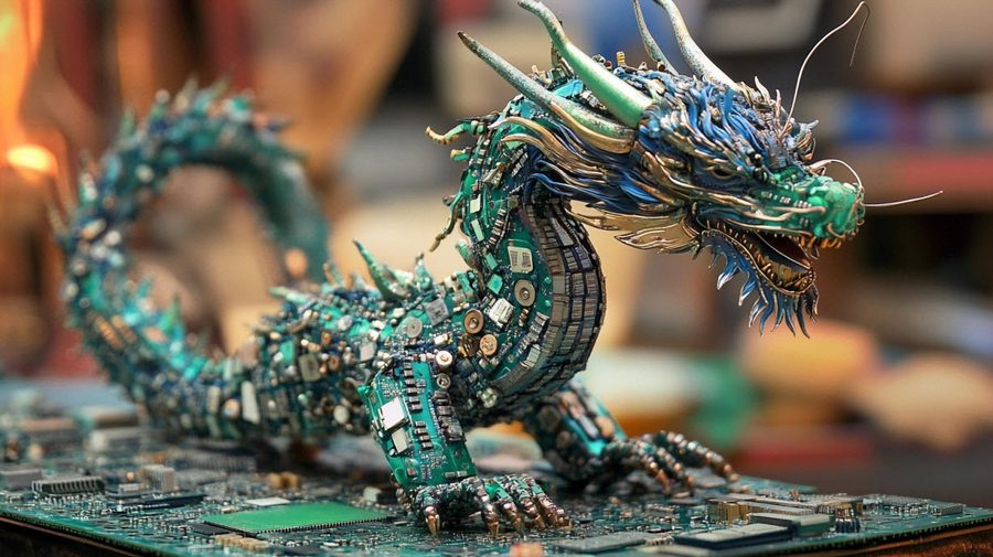 An AI dragon made from computer chips china