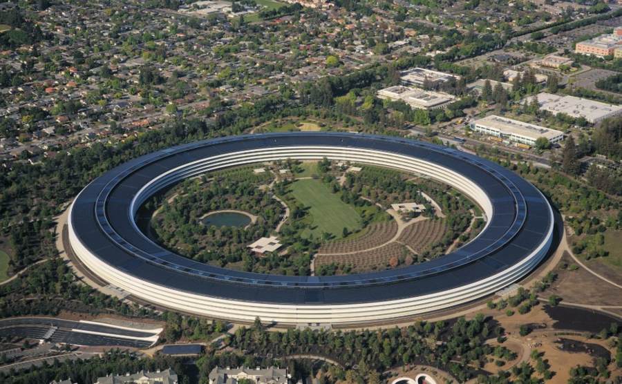 An aerial view of Apple Park campus