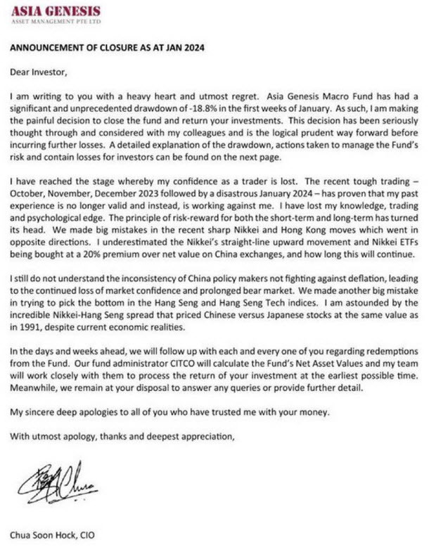 Asia Genesis shutdown