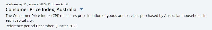 Australia inflation q4 2023 January 31 2024
