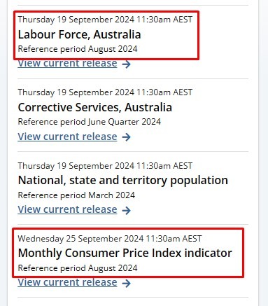 Australia jobs inflation data coming up 18 September 2024 2