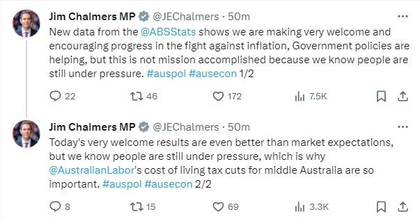 Australian Treasurer Chalmers q4 cpi 2023 2