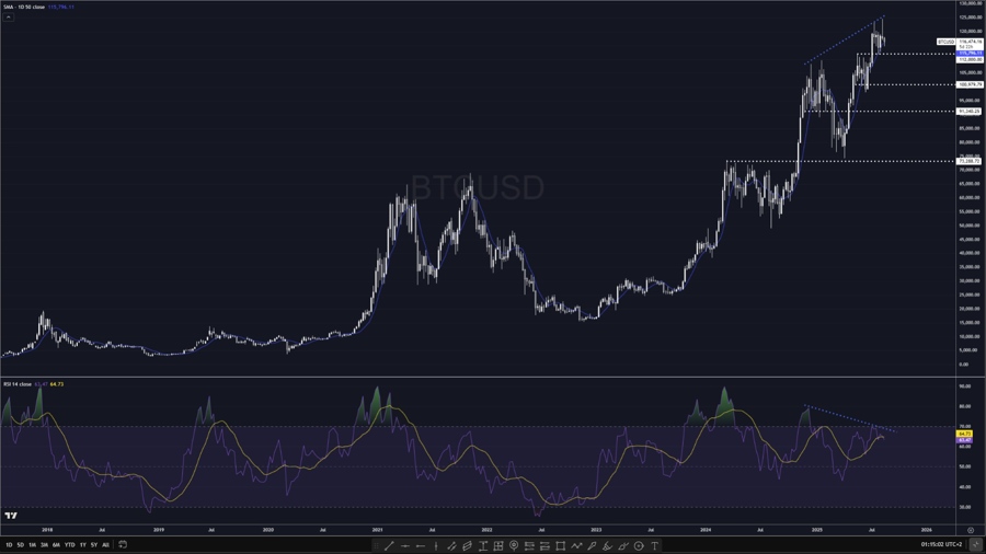 BTC W bearish divergence