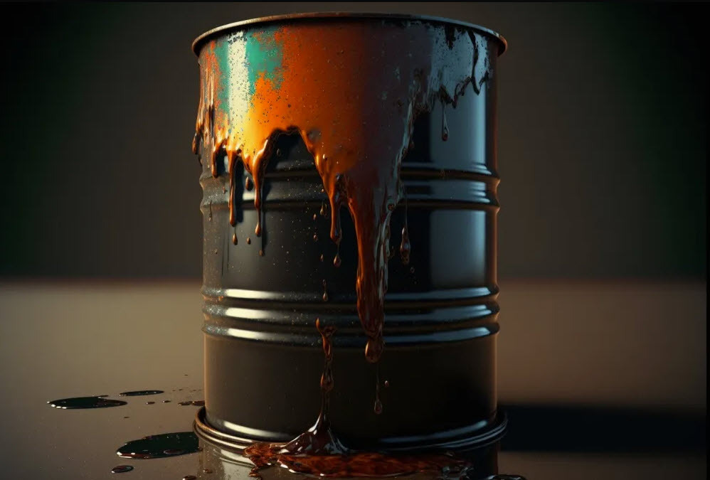 Barrel of oil leaking