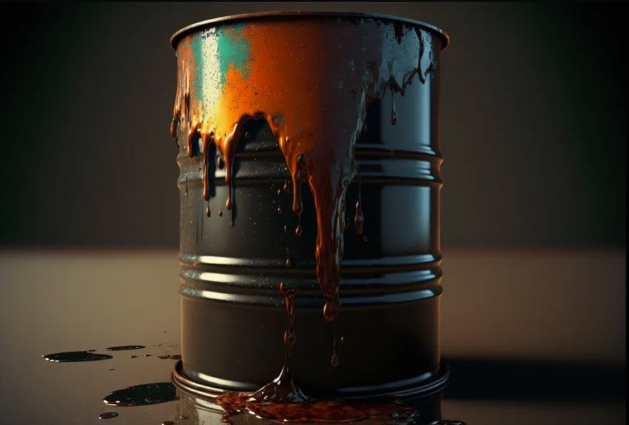 Barrel of oil leaking