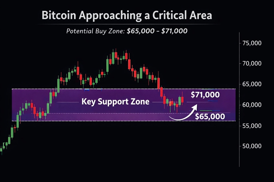 Bitcoin approaching potential key support area. To watch.