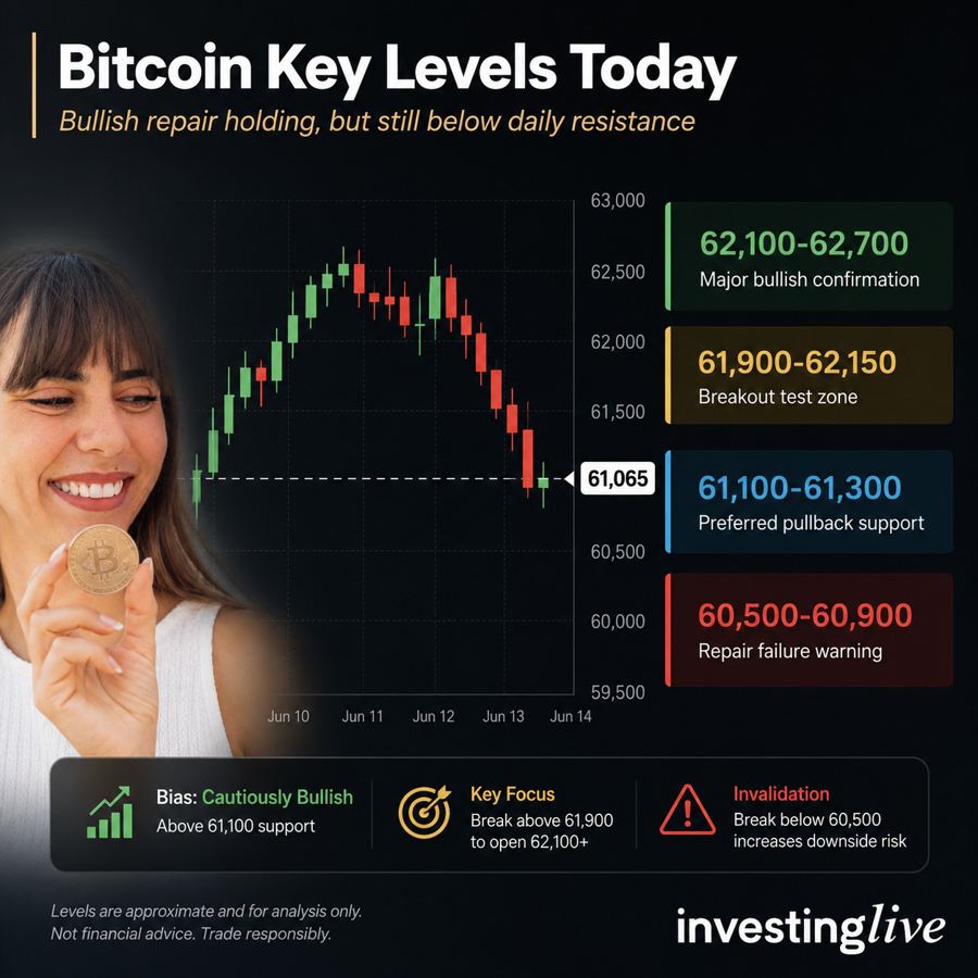 Bitcoin key levels today, 03 July 2026, Itai Levitan at investingLive.com