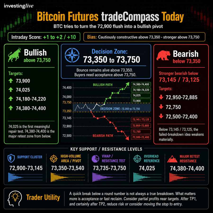 Bitcoin tradeCompass today at investingLive.com