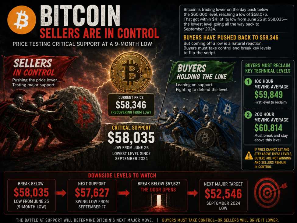 Bitcoin testira najnižu razinu za 2026. i najnižu razinu koja seže u rujan 2024