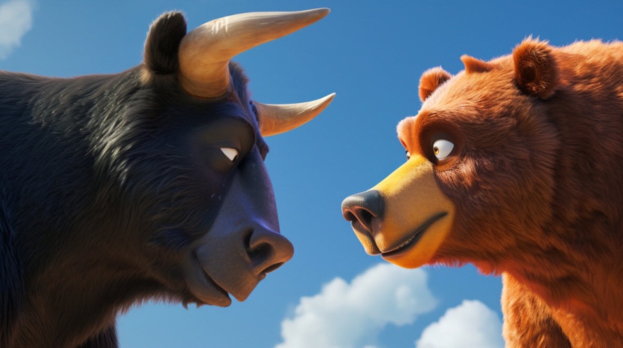 Bull versus bear cartoon