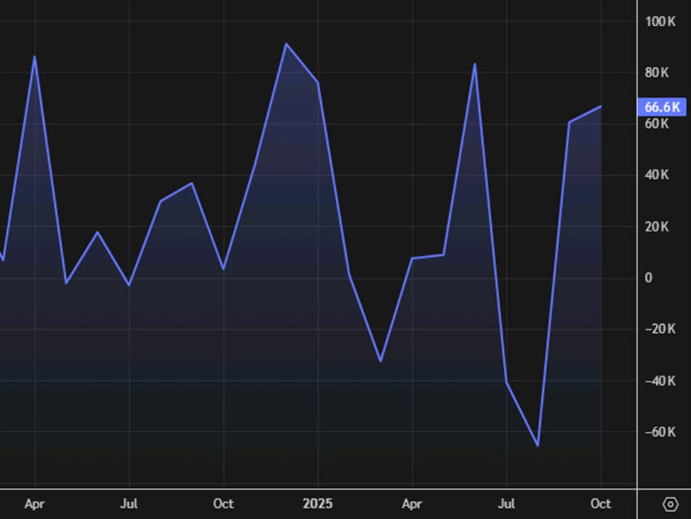 Canadian November employment change +53.6K vs -5.0K expected | investingLive