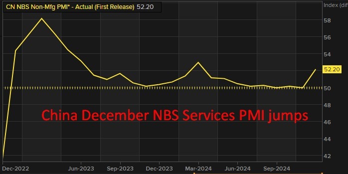 China December NBS Services PMI jumps 2024