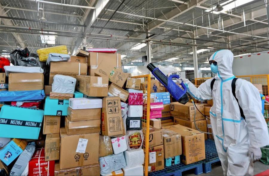 China disinfecting mail