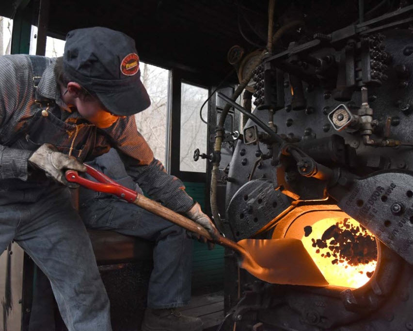 Coal into train engine