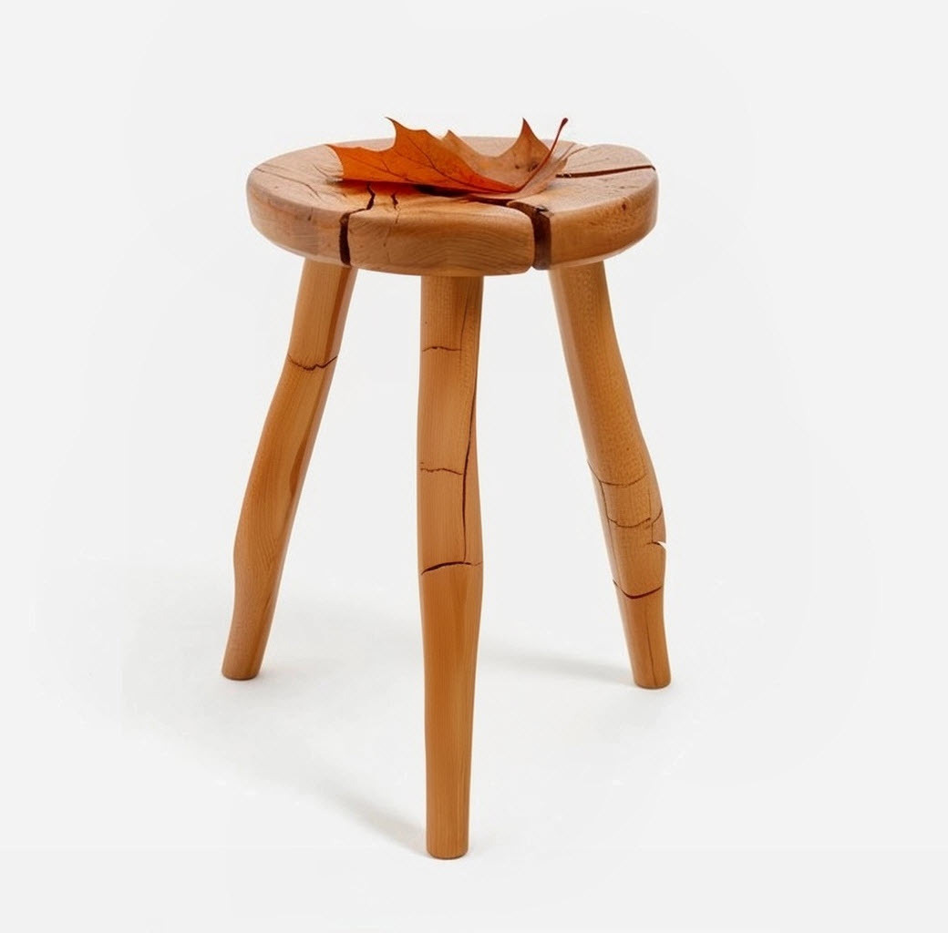 Cracked stool broken Canada maple leaf