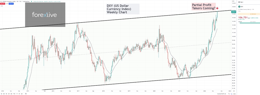 DXY Dollar Index Weekly Chart may find sellers soon