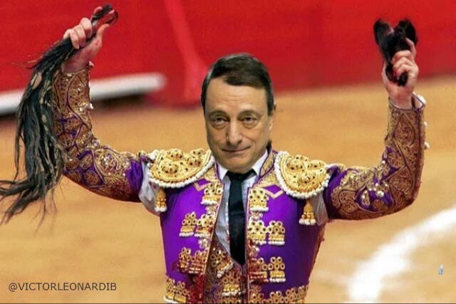 Draghi bullfighter meme