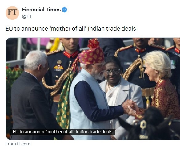 EU to announce ‘mother of all’ Indian trade deals tweet