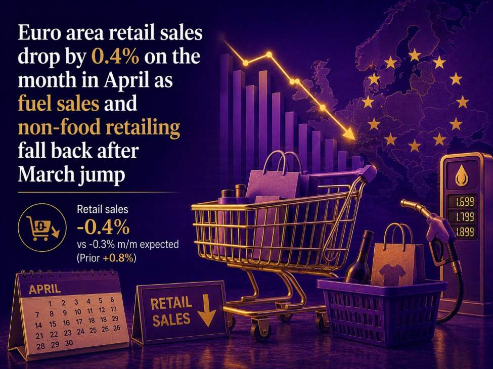 Euro area retail sales fall in April, challenging outlook ahead | investingLive