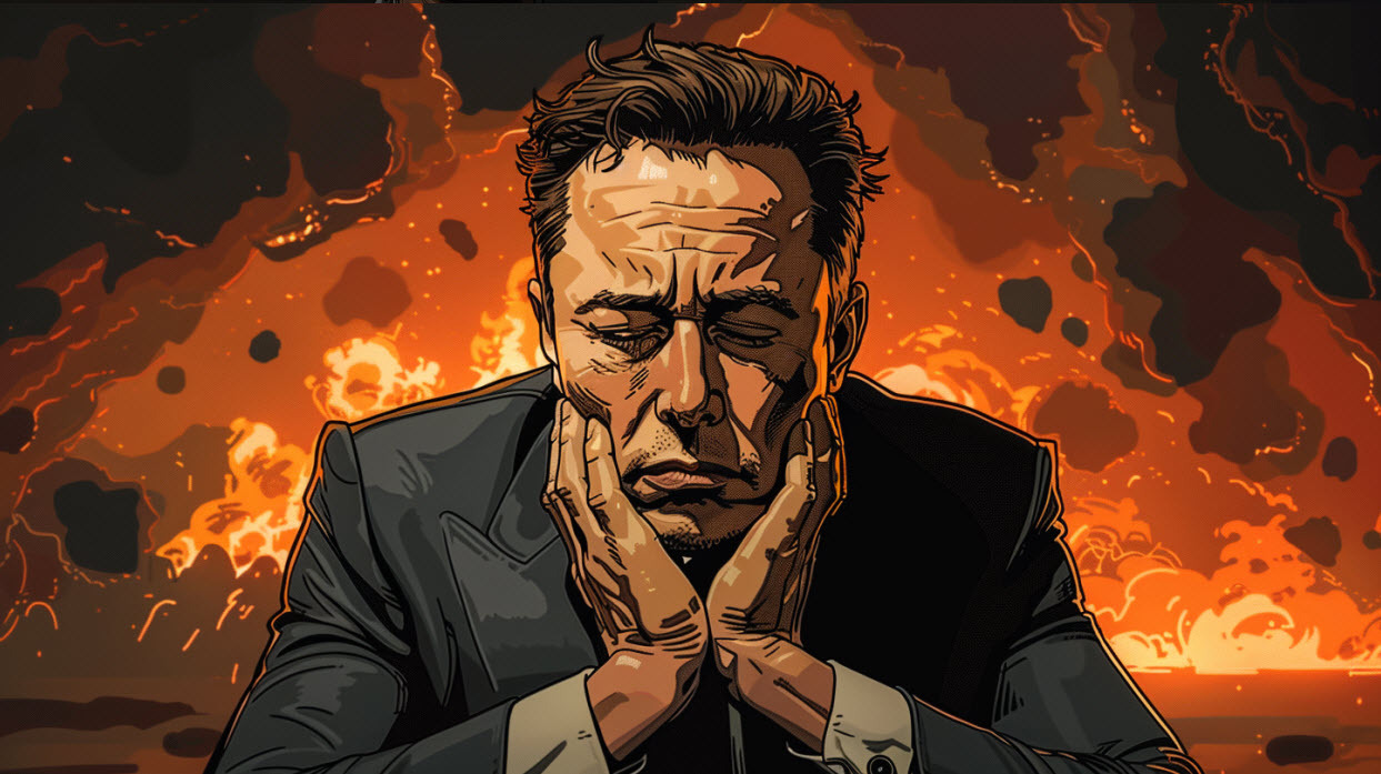 Elon Musk cartoon explosion