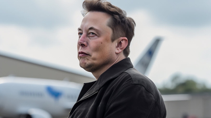 Elon Musk jet background AI