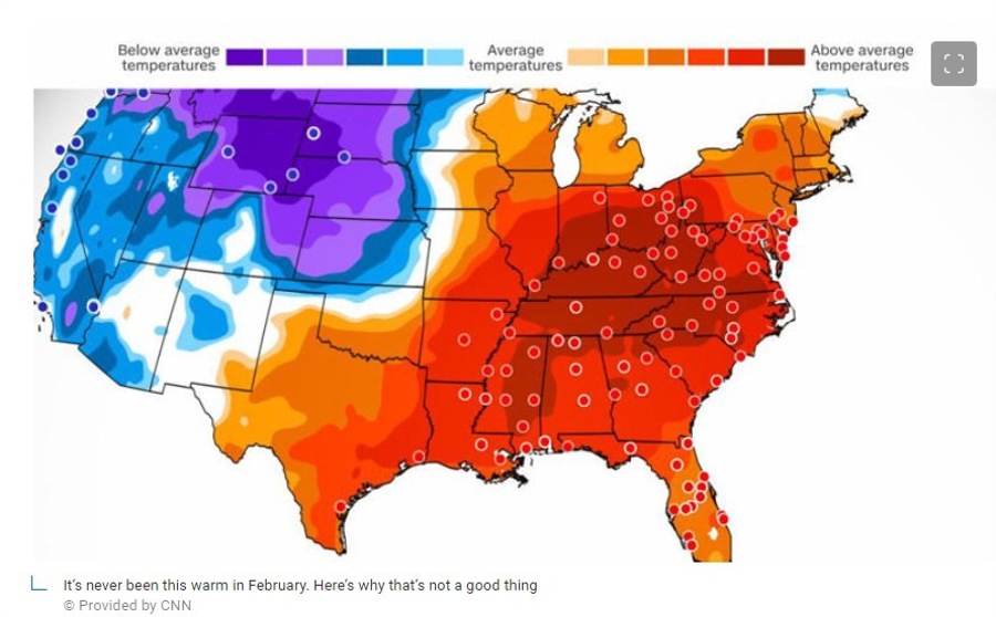 February warm usa