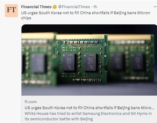 Financial Times South Korea micron china us 24 April 2023