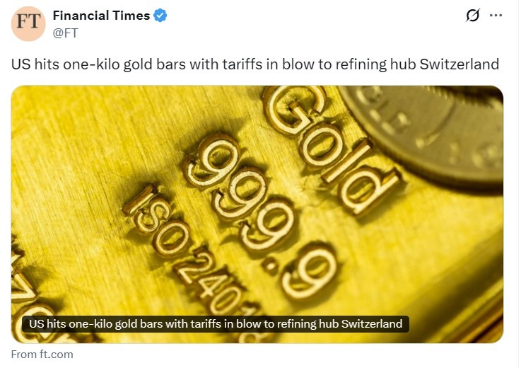 Financial Times gold tariff trump 08 August 2025 2