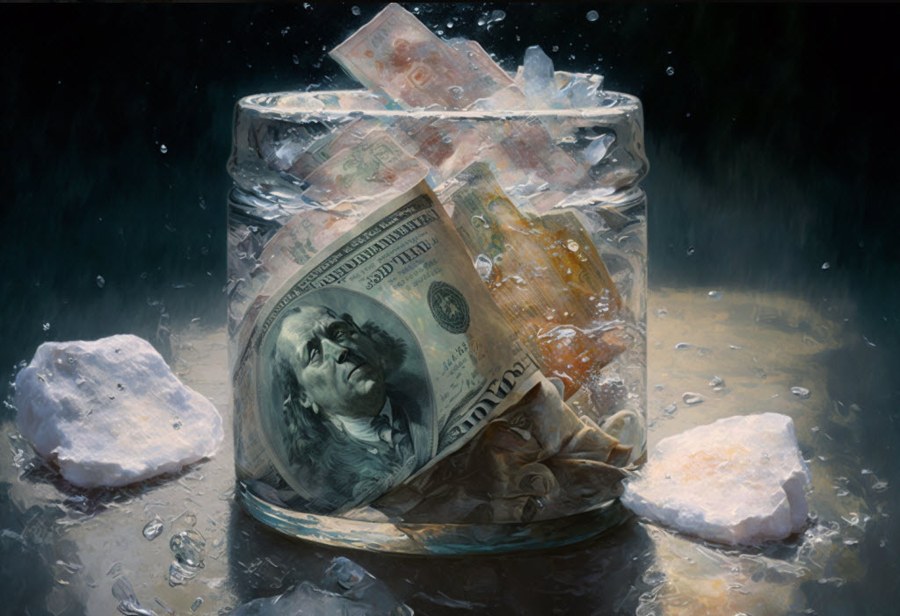 Frozen funds US dollar ice