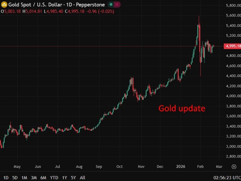 Gold update chart 20 February 2026