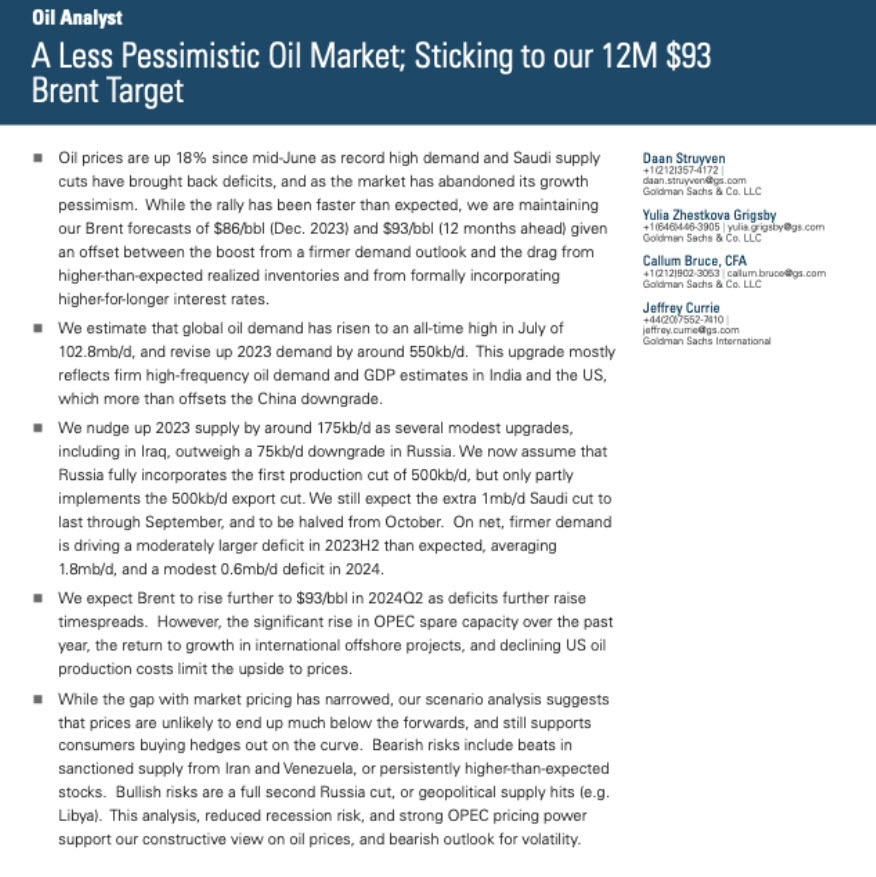 Goldman oil note