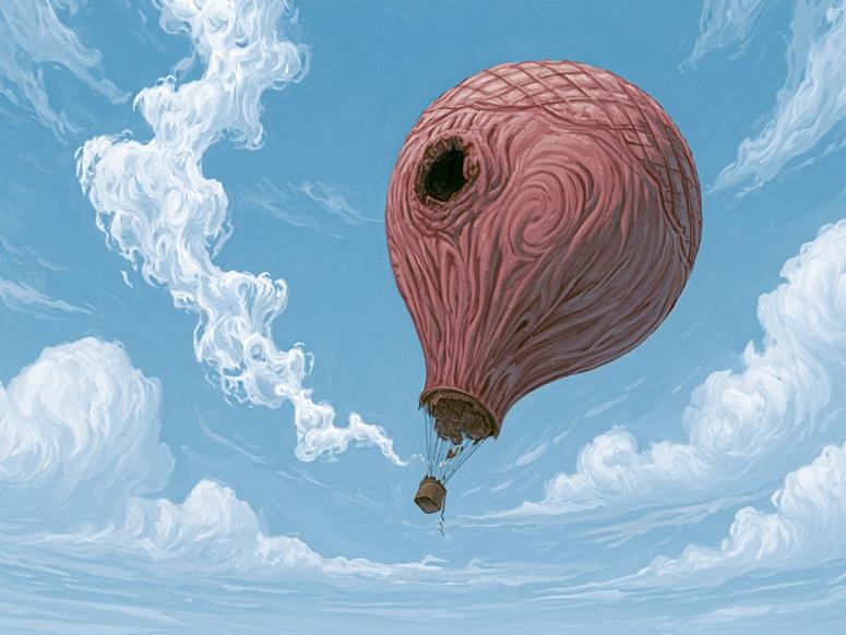 Hot air balloon with a hole