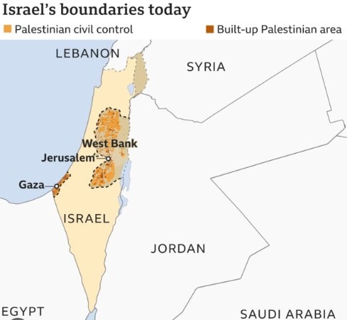 Israel Gaza West Bank map 09 October 2023