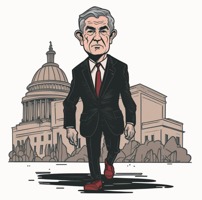 Jerome Powell cartoon washington capitol AI