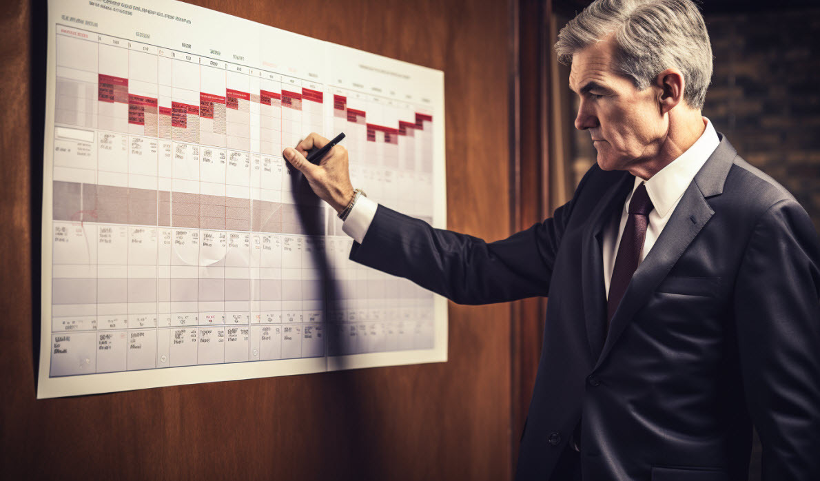Jerome Powell economic calendar AI image