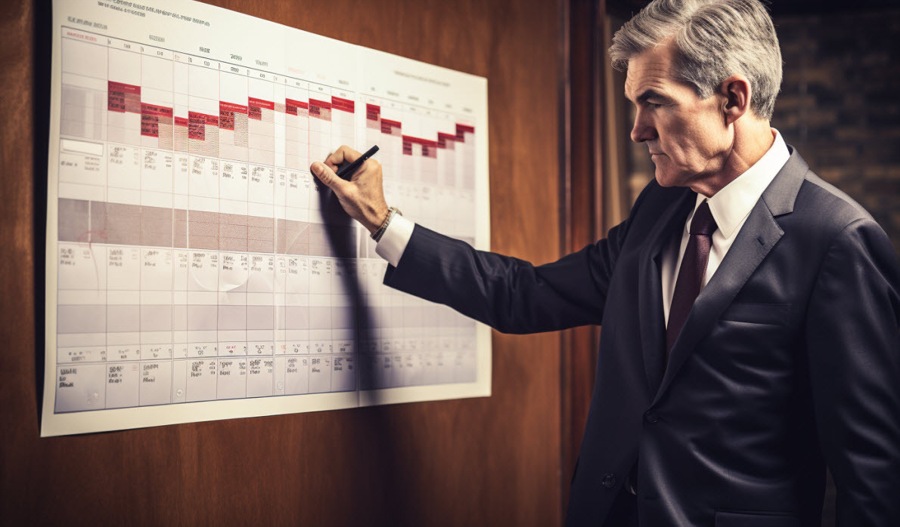 Jerome Powell economic calendar AI image