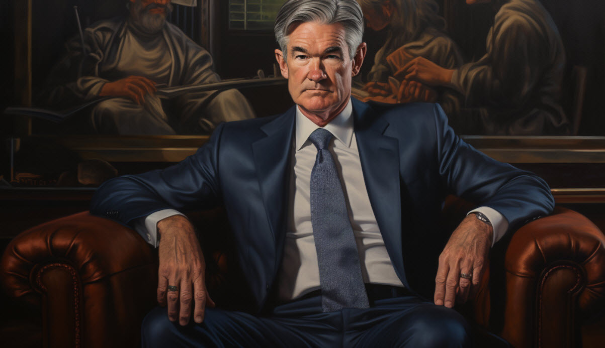 Jerome Powell in a chair