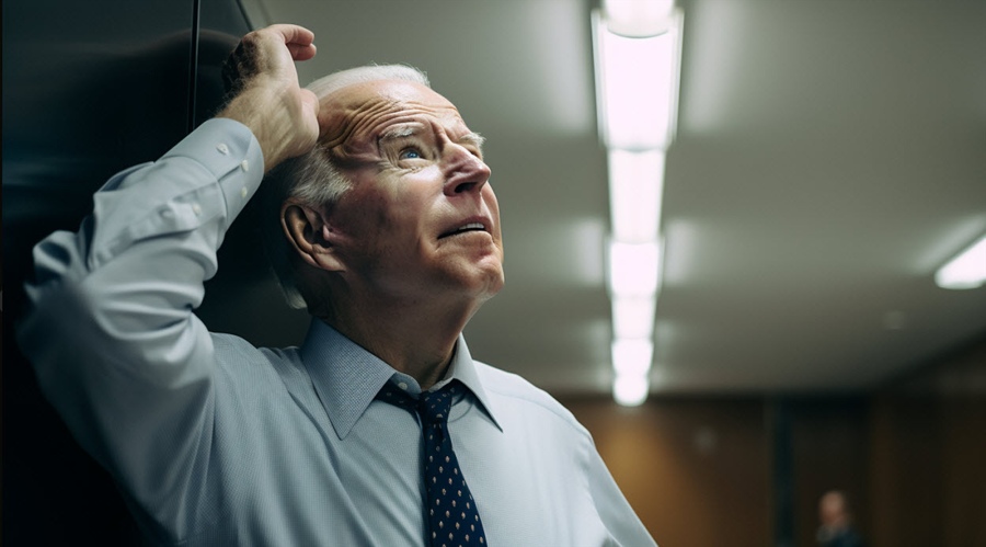 Joe Biden looing at the ceiling (AI)