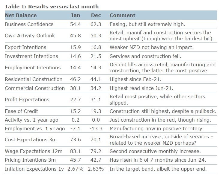 New Zealand busines survey anz jan 2025