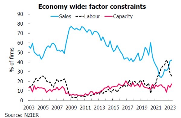 New Zealand business sentiment activity capacity june 2023