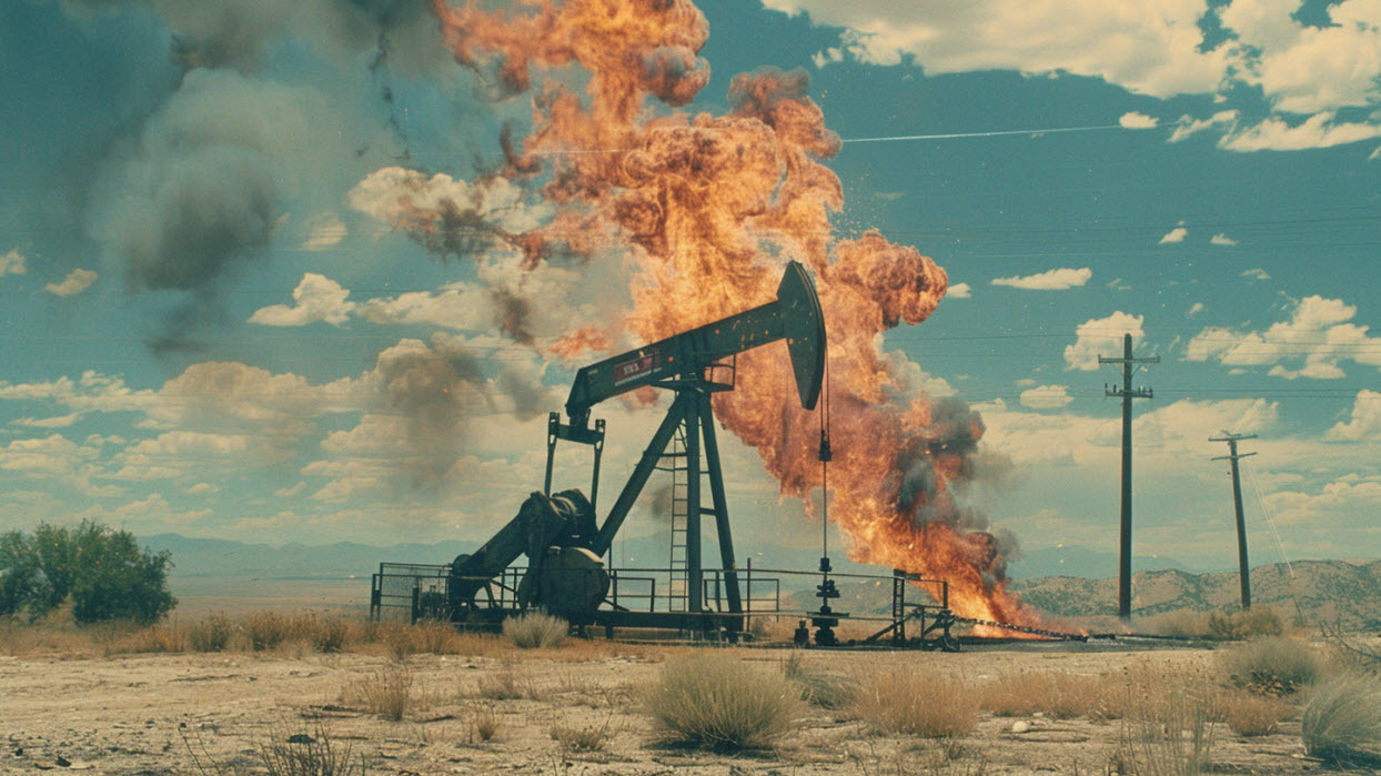 Oil pumpjack fire