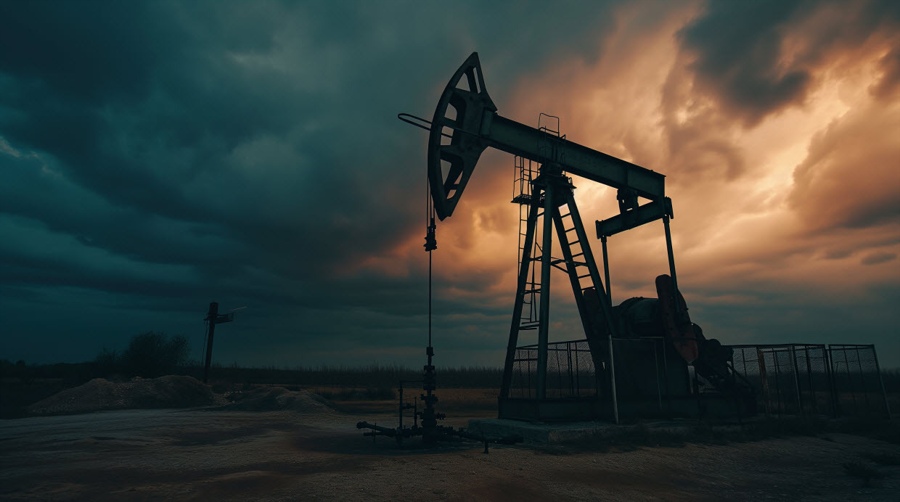 Oil pumpjack storm