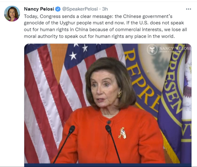 Pelosi Uyghur tweet