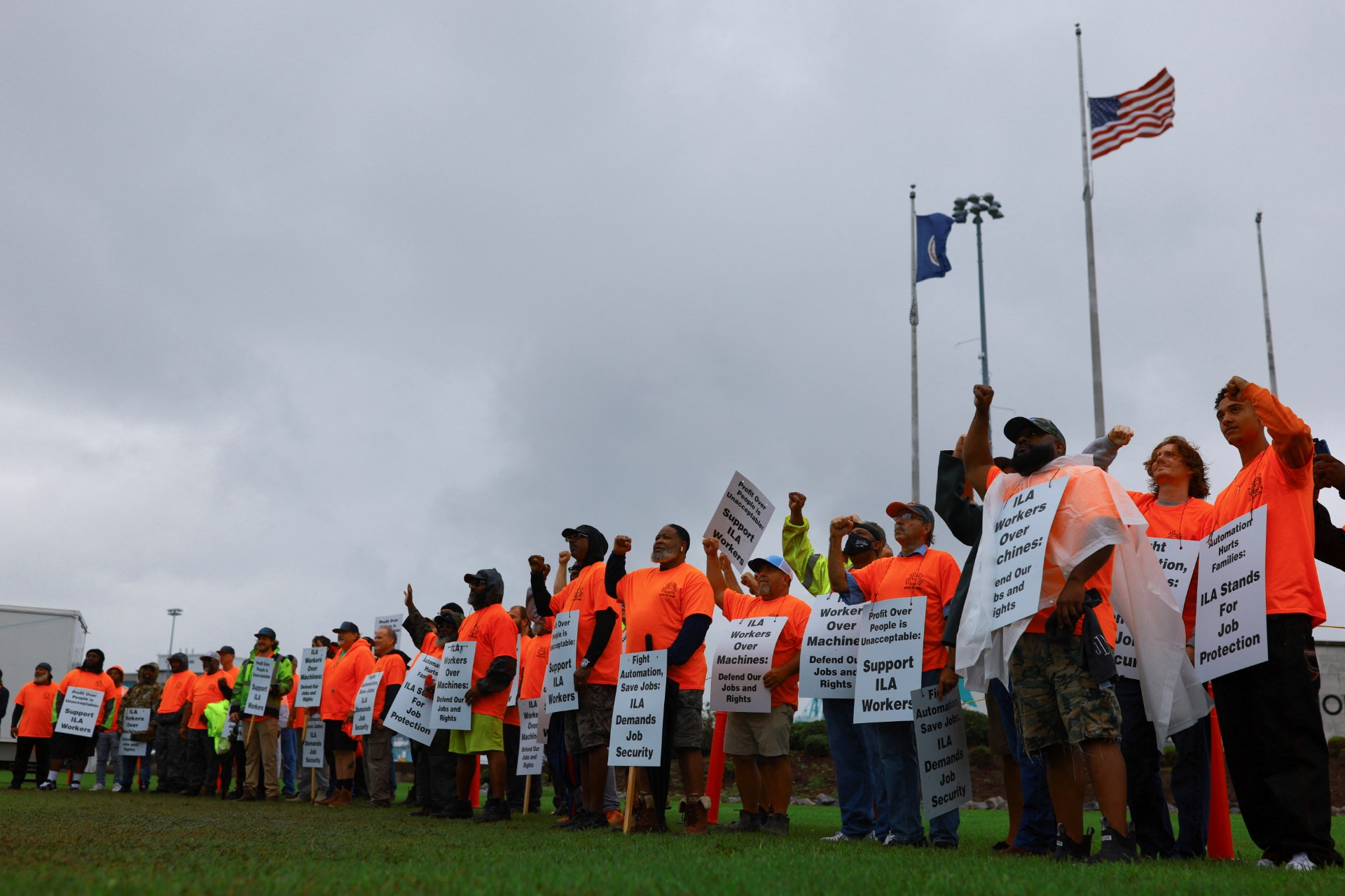 Port workers from the International Longshoremen's Association (ILA)
