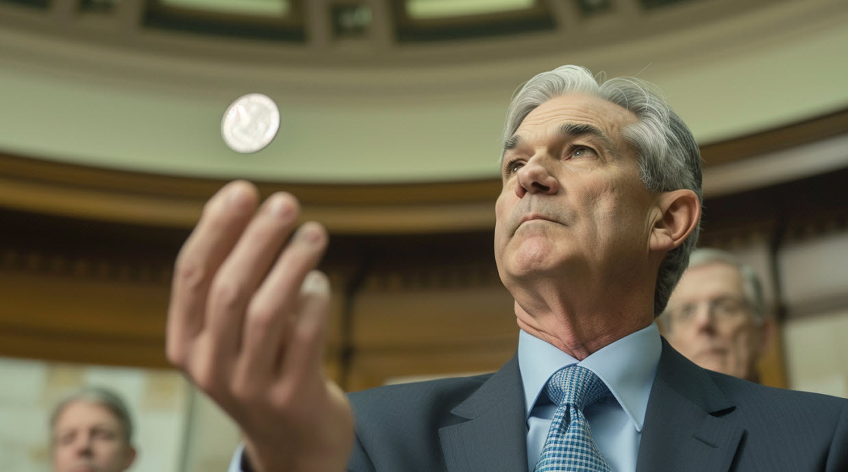 Powell coin flip AI image