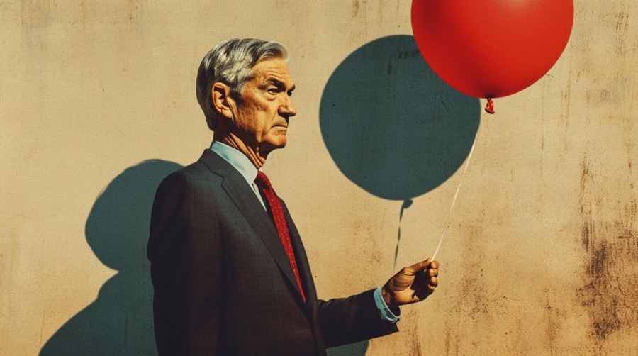 Powell holding a balloon