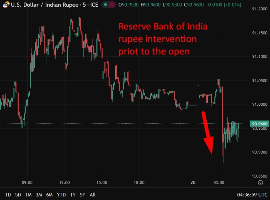 Reserve Bank of India rupee intervention 20 February 2026