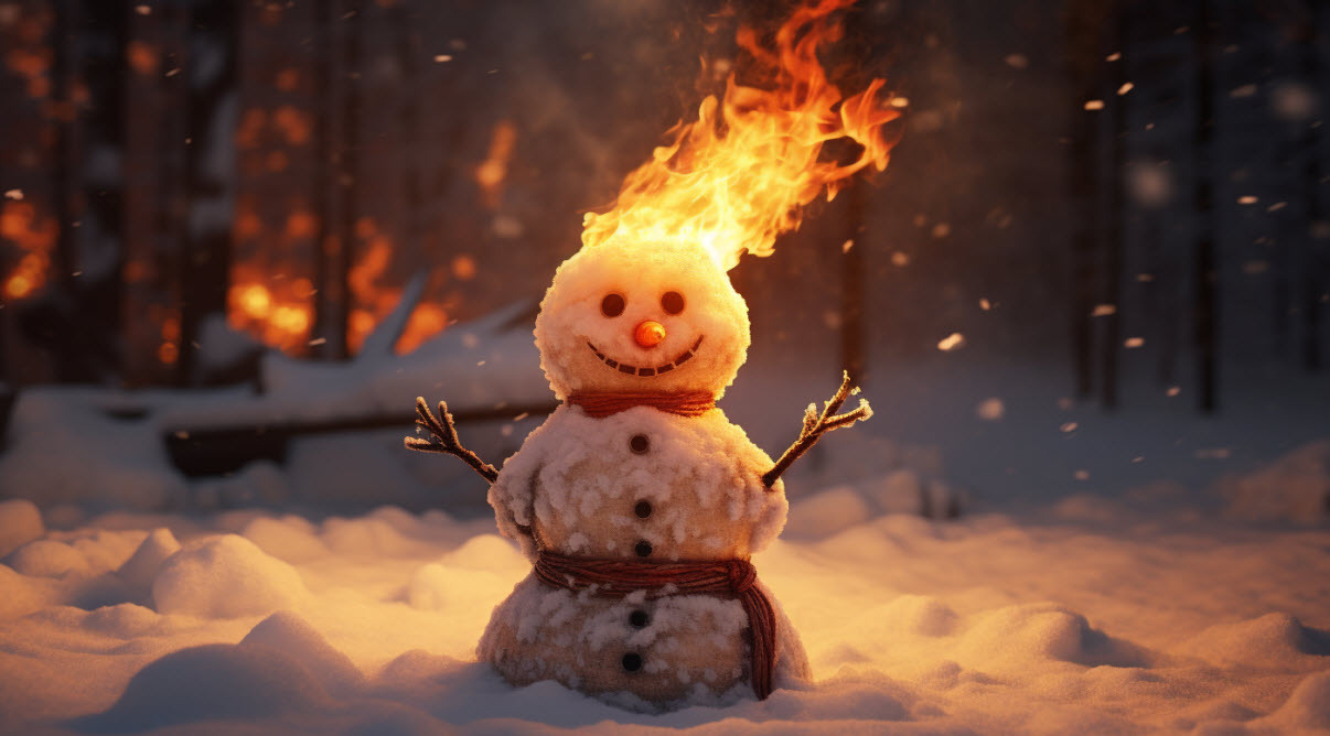 Snowman on fire