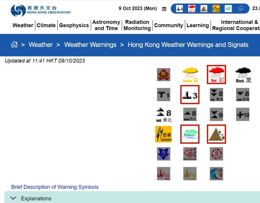 Storm Signal 8 removed Hong Kong 09 October 2023