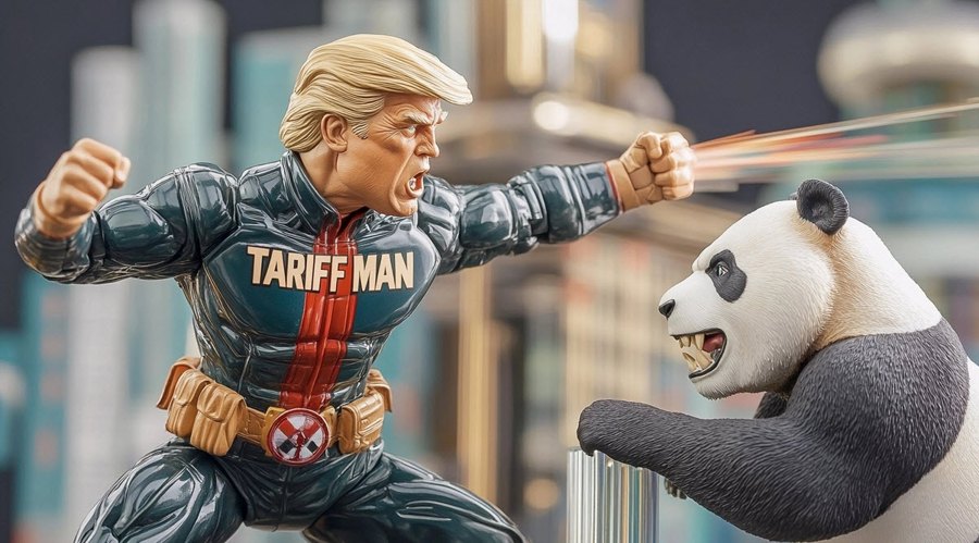 Tariff man trump panda fight China